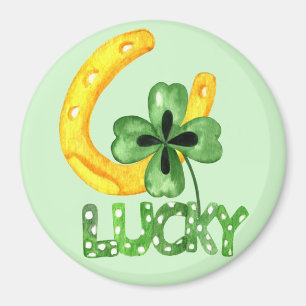Lycklig Shamrock & Hästsko Magnet