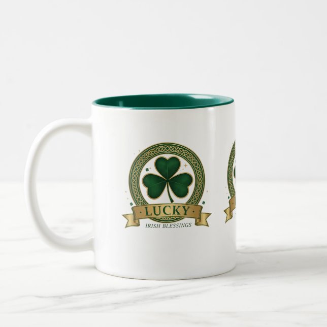 Lycklig Shamrock Irländsk Klöver St Patricks Mugg  (Vänster)