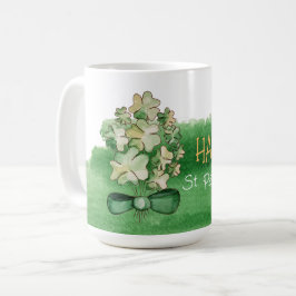 Lycklig Shamrock Klöver Akvarell Kaffemugg