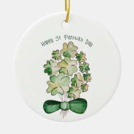 Lycklig Shamrock Klöver Akvarell Konst Julgransprydnad Keramik
