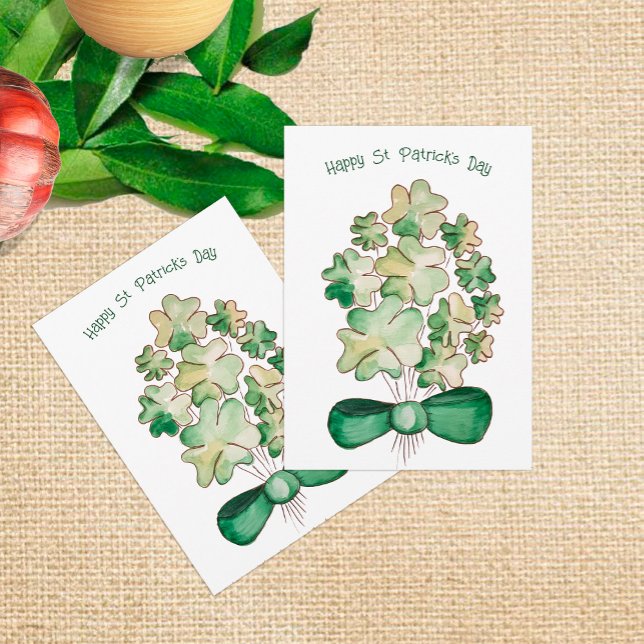 Lycklig Shamrock Klöver Akvarell Konst Julkort (Skapare uppladdad)
