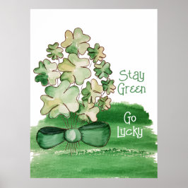 Lycklig Shamrock Klöver Akvarell Poster