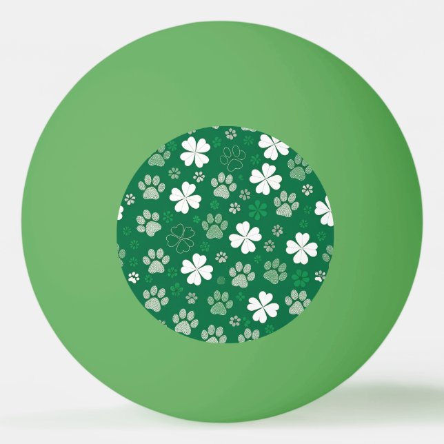 Lycklig Shamrock och tassavtryck Pingisboll (Framsidan)