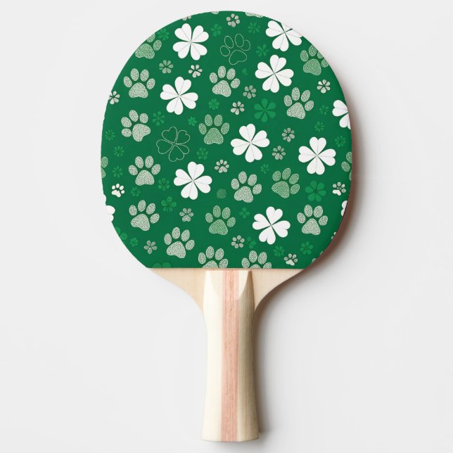 Lycklig Shamrock och tassavtryck Pingisracket (Framsidan)