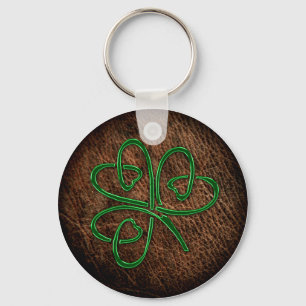 Lycklig shamrock på läderstruktur nyckelring