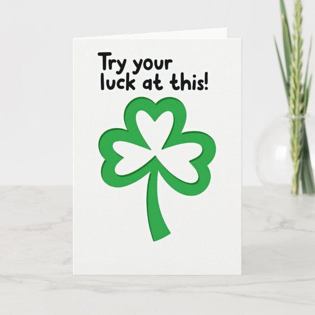 Lycklig Shamrock Pröva Lycka Kort (Framsida)