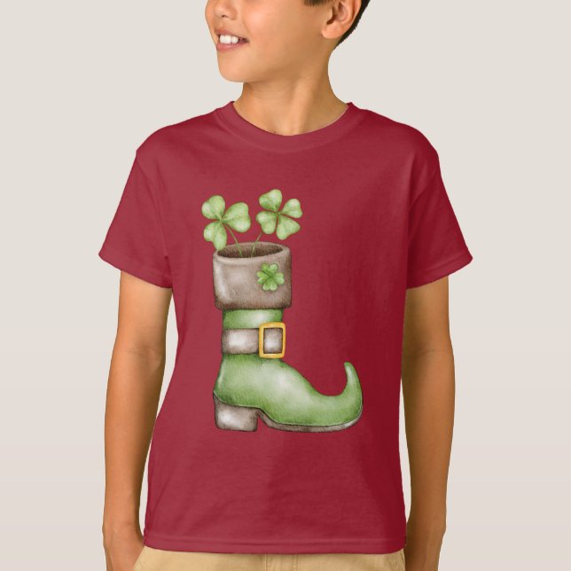 Lycklig Shamrock St. Patrick's Day Barn Regnbåge  T Shirt (Framsida)