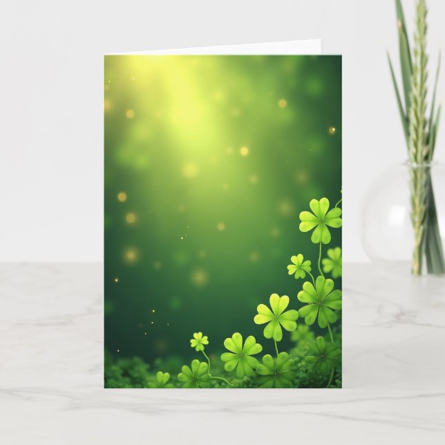 Lycklig Shamrock Vårkort Kort (Framsida)