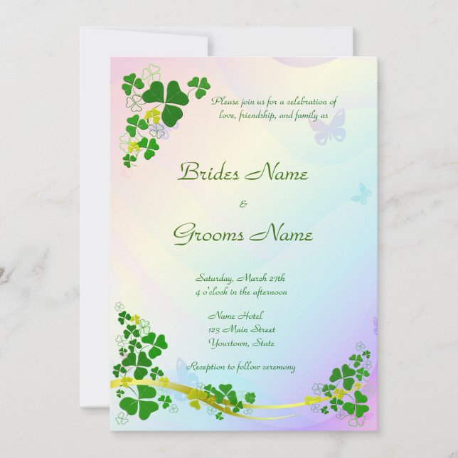 Lycklig Shamrock Wedding bjudande Inbjudningar (Framsida)