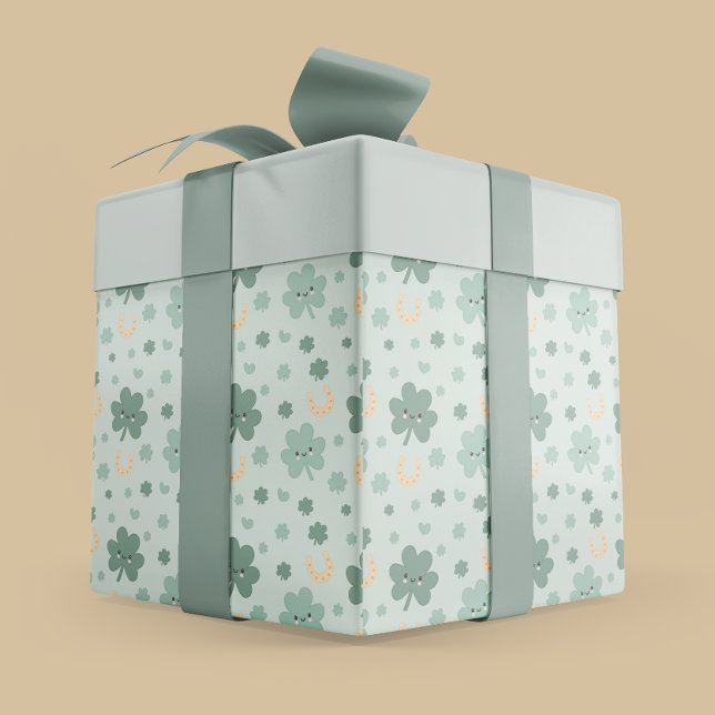 Lycklig Shamrocks St. Patrick's Day Presentpapper (Happy Shamrocks St. Patrick’s Day Wrapping Paper)