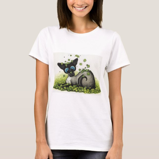 Lycklig Shamrockst patricks day för Siamese katt - T-shirt (Framsida)