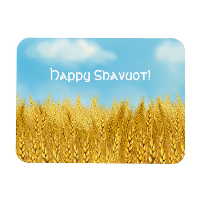 Lycklig Shavuot Guld Wheat Fält Blå himmel Fine Ar Magnet (Horisontell)
