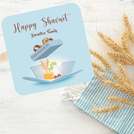 Lycklig Shavuot Jewish Helgdag Feast of Weeks Fyrkantigt Klistermärke
