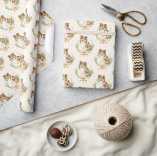 Lycklig Sheltie Laurel Gren Wandan Presentpapper