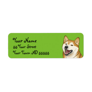 Lycklig Shiba Inu Hund Japanska Adressetiketter Returadress Etikett