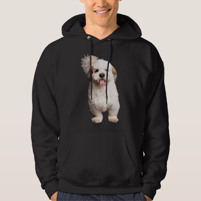 Lycklig Shih Tzu Hoodie (Framsida)