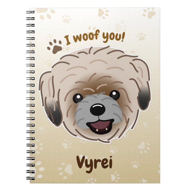 Lycklig Shih Tzu Hund älskare I Woof You Tassar Anteckningsbok (Framsidan)