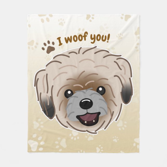 Lycklig Shih Tzu Hund älskare I Woof You Tassar Fleecefilt (Framsidan)