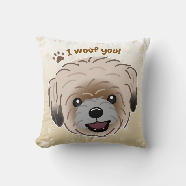 Lycklig Shih Tzu Hund älskare I Woof You Tassar Kudde (Framsida)