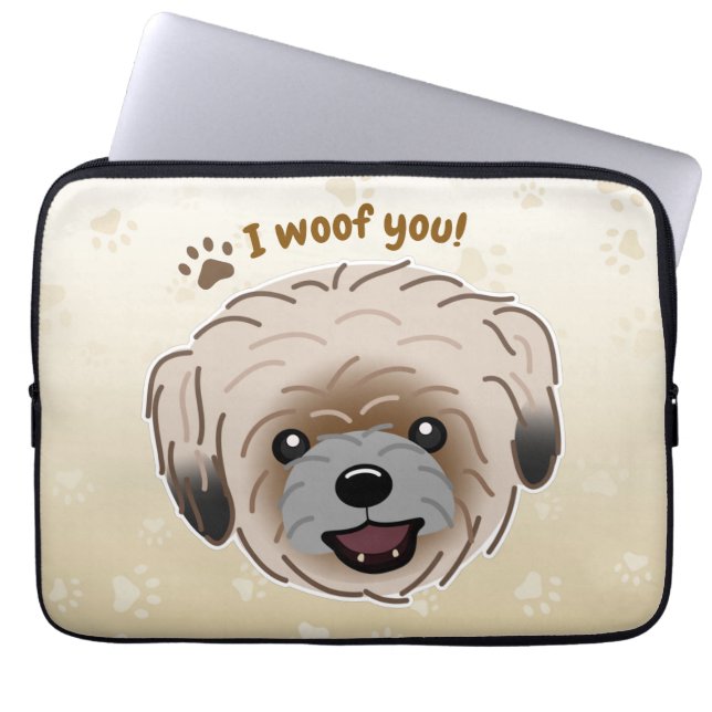 Lycklig Shih Tzu Hund älskare I Woof You Tassar Laptop Fodral (Framsidan)