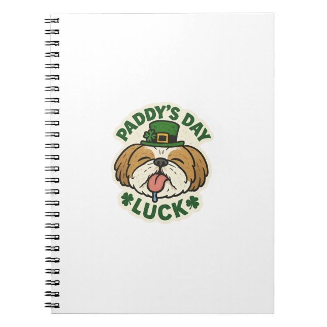 Lycklig Shih Tzu St.Patrick's Day Anteckningsbok (Framsidan)
