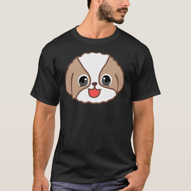 Lycklig Shih Tzu T Shirt (Framsida)