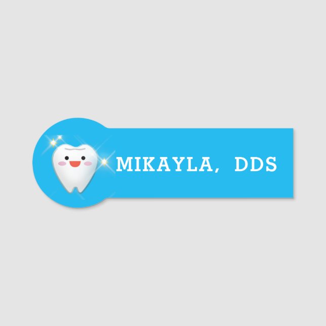 Lycklig Shiny Tooth    DentalName Märkre Namnbricka (Framsida)