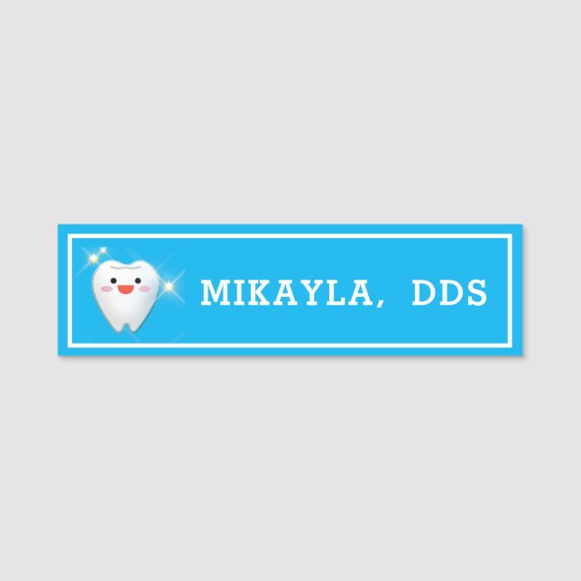 Lycklig Shiny Tooth    DentalName Märkre Namnbricka (Framsida)