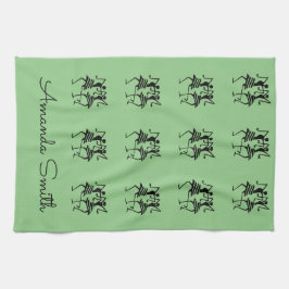 Lycklig Silhouette Dancers Grönt Kökshandduk