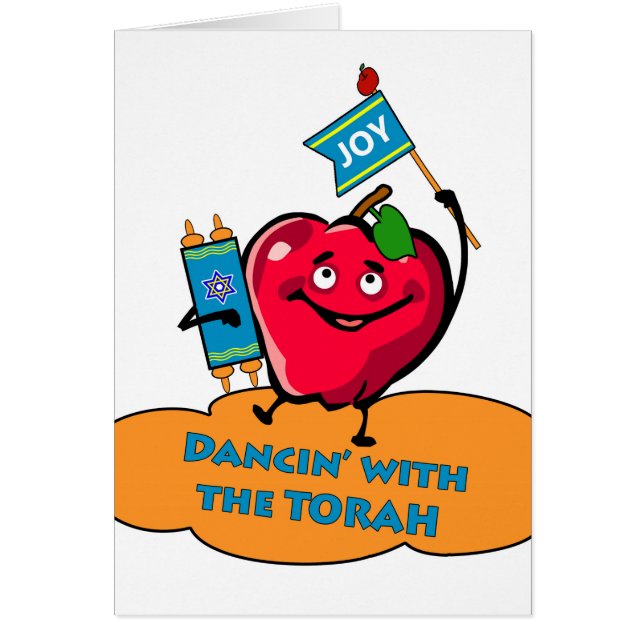 Lycklig Simchat Torah, dansar med Torah, Apple Hälsningskort (Framsidan)