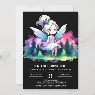Lycklig Simple Fairy Birthday Inbjudningar