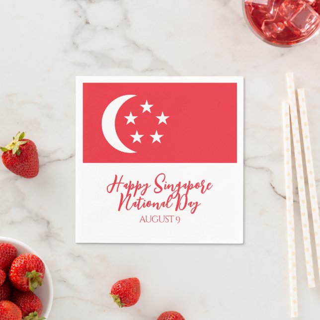 Lycklig Singapores nationaldag i Singapore Flagga Pappersservett (Insitu)