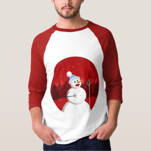 Lycklig Singing Snögubbe-Mörken för julgranar T-shirt