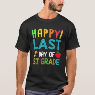 Lycklig, sista dagen 1:a Klass med äppelpenna T Shirt