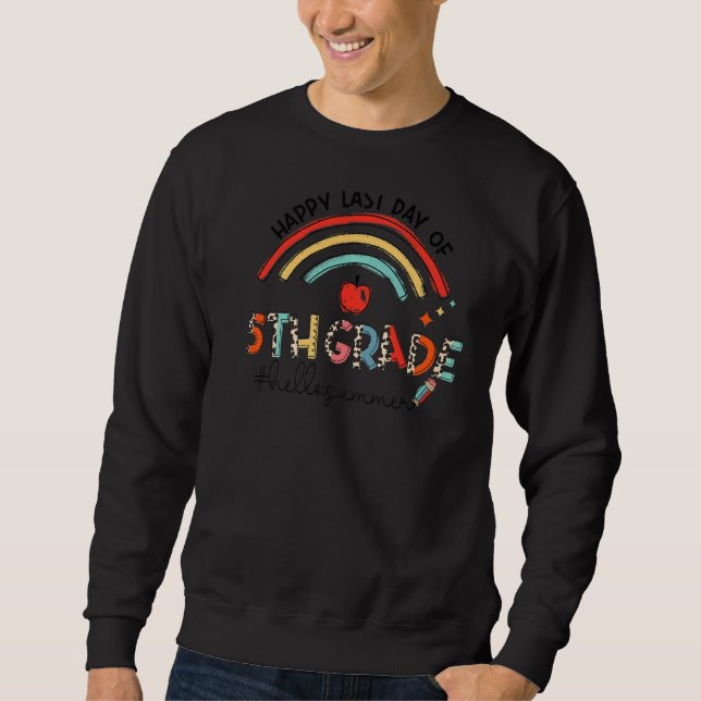 Lycklig, sista dagen den femte Klass, regnbåge, He Lång Ärmad Tröja (Framsida)