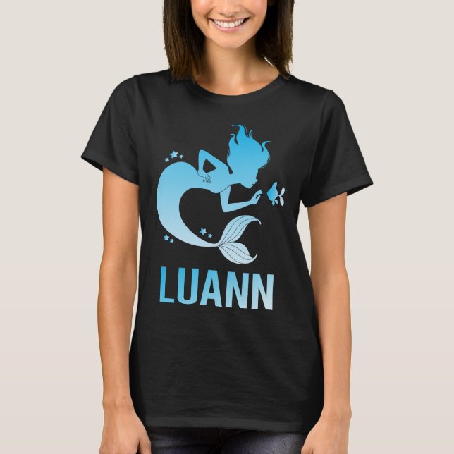 Lycklig Sjöjungfru - Luann Namn T Shirt (Framsida)