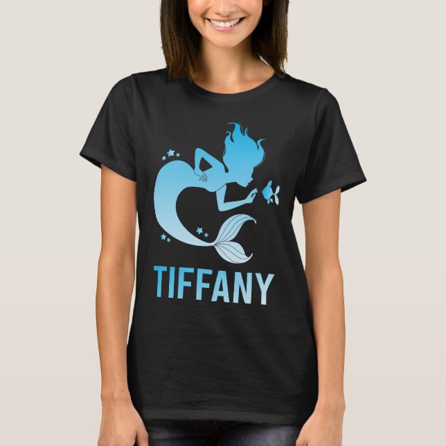 Lycklig Sjöjungfru - Tiffany Namn T Shirt (Framsida)