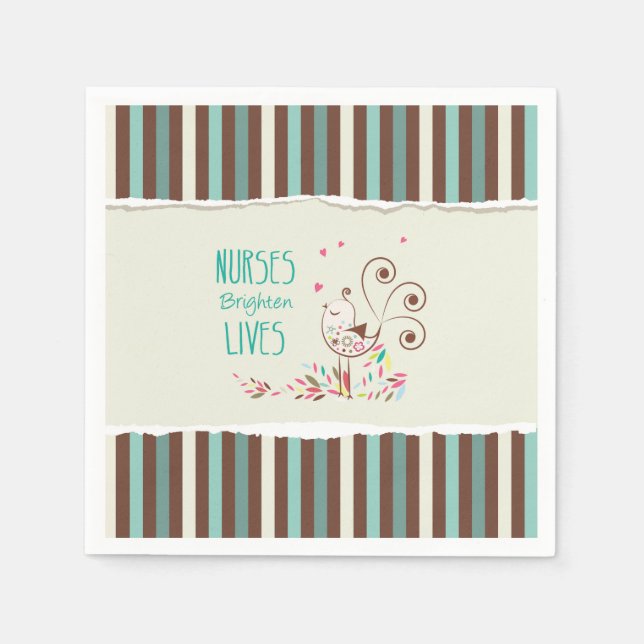 Lycklig sjukdag, Cute Bird på Rand Pappersservett (Framsidan)