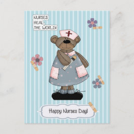 Lycklig sjukdag. Cute Nalle Nurse Vykort