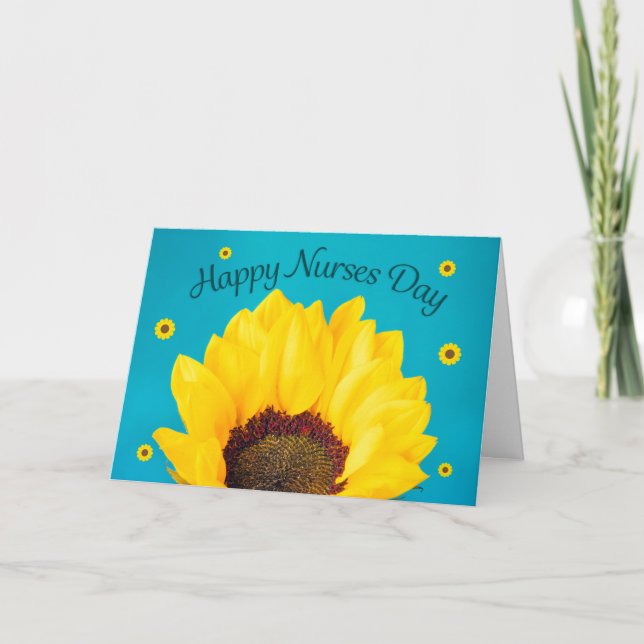 Lycklig sjukdag Gula blommor på Blue Helgkort (Framsida)