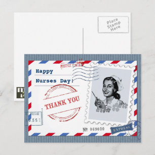 Lycklig sjukdag. Retro Nurse Vykort