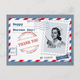 Lycklig sjukdag. Retro Nurse Vykort