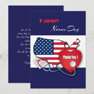 Lycklig sjukdag. USA Patriotic Flat Card Tack Kort