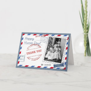 Lycklig sjukdag. Vintage sjukförsäkringskort Tack Kort