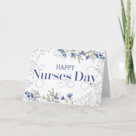 Lycklig-sjukdagen - Swirly Text and Flowers - Blue Tack Kort