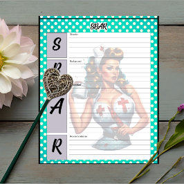 Lycklig Sjuksköterska Pinup_ SBAR Mall Anteckningsblock