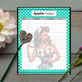Lycklig Sjuksköterska Pinup_ Symptomspårare Anteckningsblock
