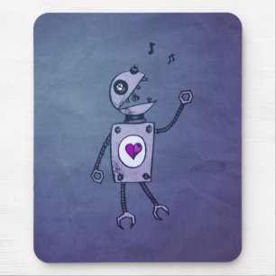 Lycklig sjungande Retro robot för Grunge Musmatta