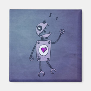 Lycklig sjungande Retro robot Magnet