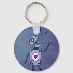 Lycklig sjungande Retro robot Nyckelring